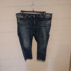 SILVER JEANS Suki Capri Womens Size 22 Length 22.5 Dark Wash High Rise 11 inch